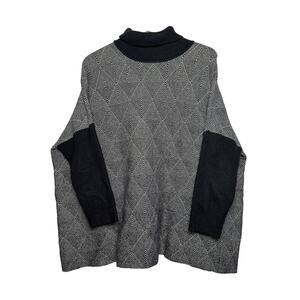 Joseph A Oversized Poncho Sweater Geometric Black Size XXL